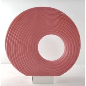 Sporvil 12" Round Donut Ceramic Ikebana Flower Vase In Salmon MADE IN PORTUGAL